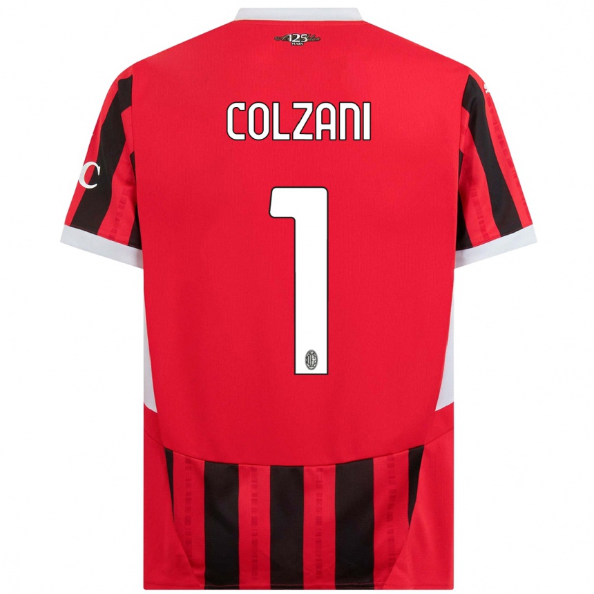 Kids Football Edoardo Colzani #1 Red Black Home Jersey 2024/25 T-Shirt Canada