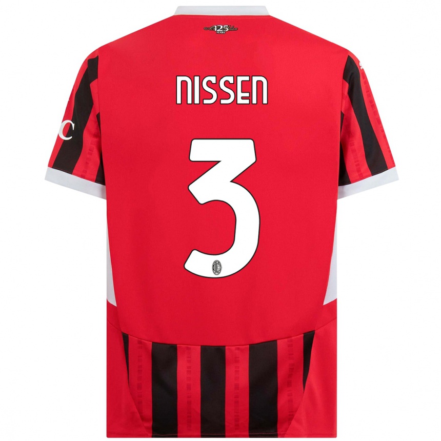 Kids Football Fredrik Nissen #3 Red Black Home Jersey 2024/25 T-Shirt Canada