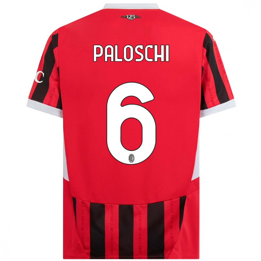 Kids Football Dorian Paloschi #6 Red Black Home Jersey 2024/25 T-Shirt Canada