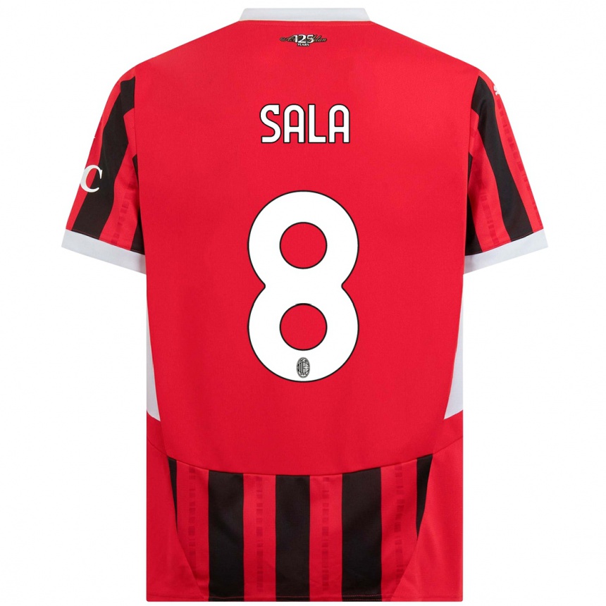 Kids Football Emanuele Sala #8 Red Black Home Jersey 2024/25 T-Shirt Canada