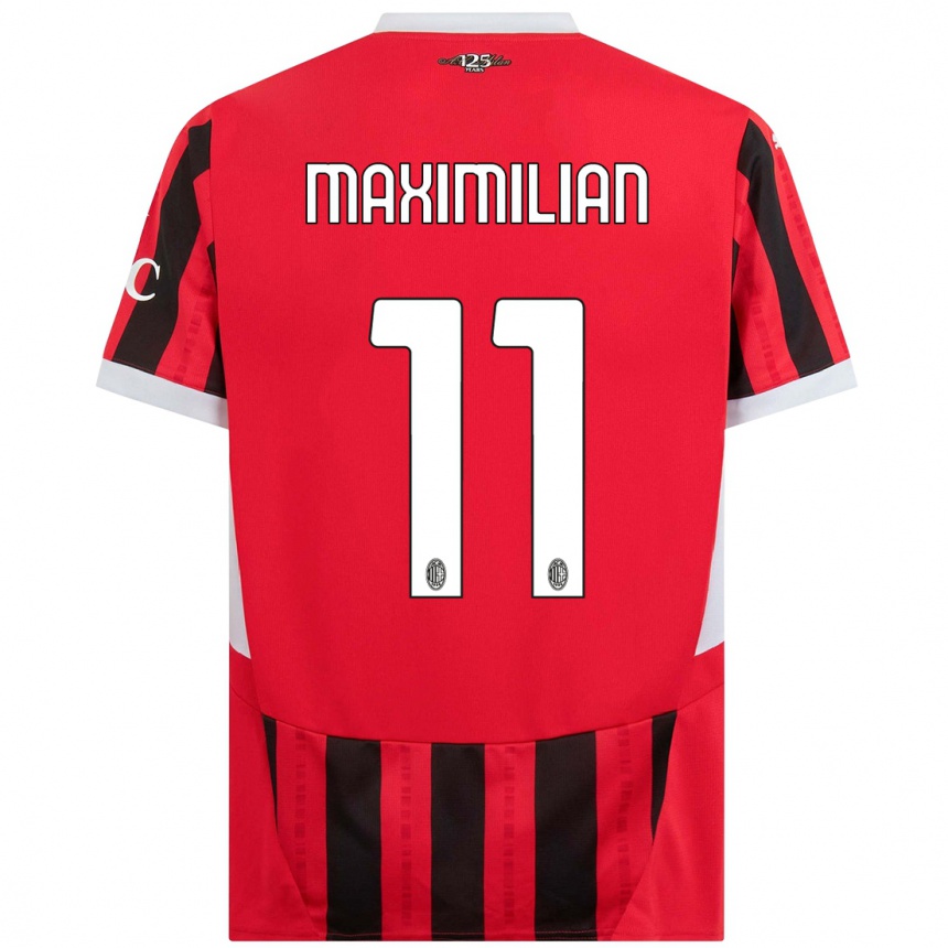 Kids Football Maximilian Ibrahimović #11 Red Black Home Jersey 2024/25 T-Shirt Canada