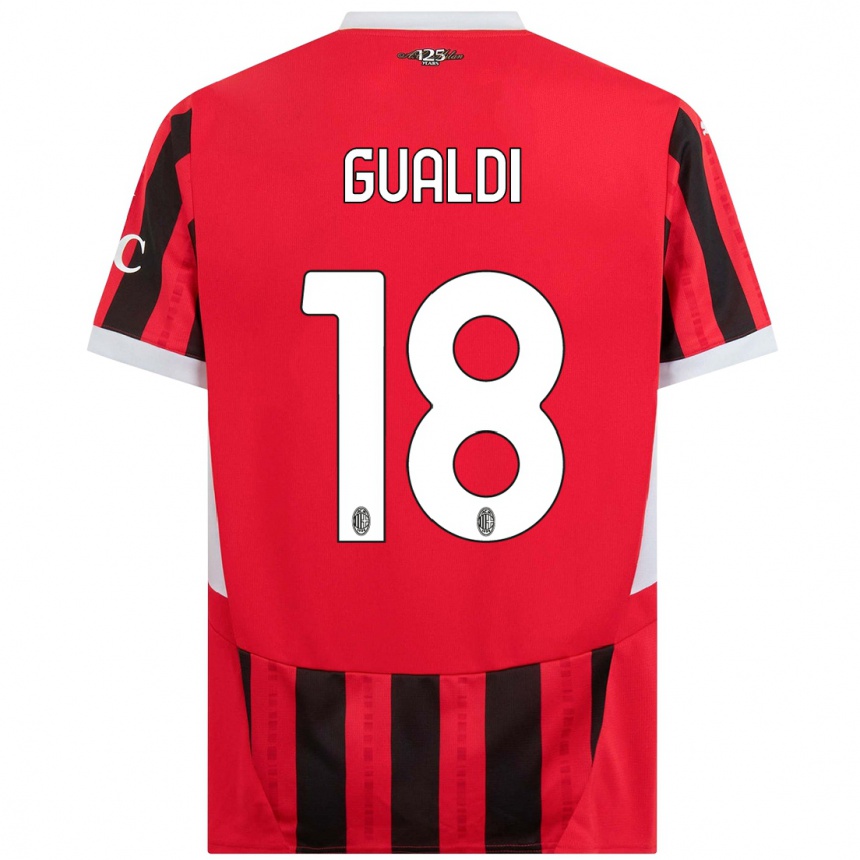 Enfant Football Maillot Andrea Gualdi #18 Rouge Noir Tenues Domicile 2024/25 Canada