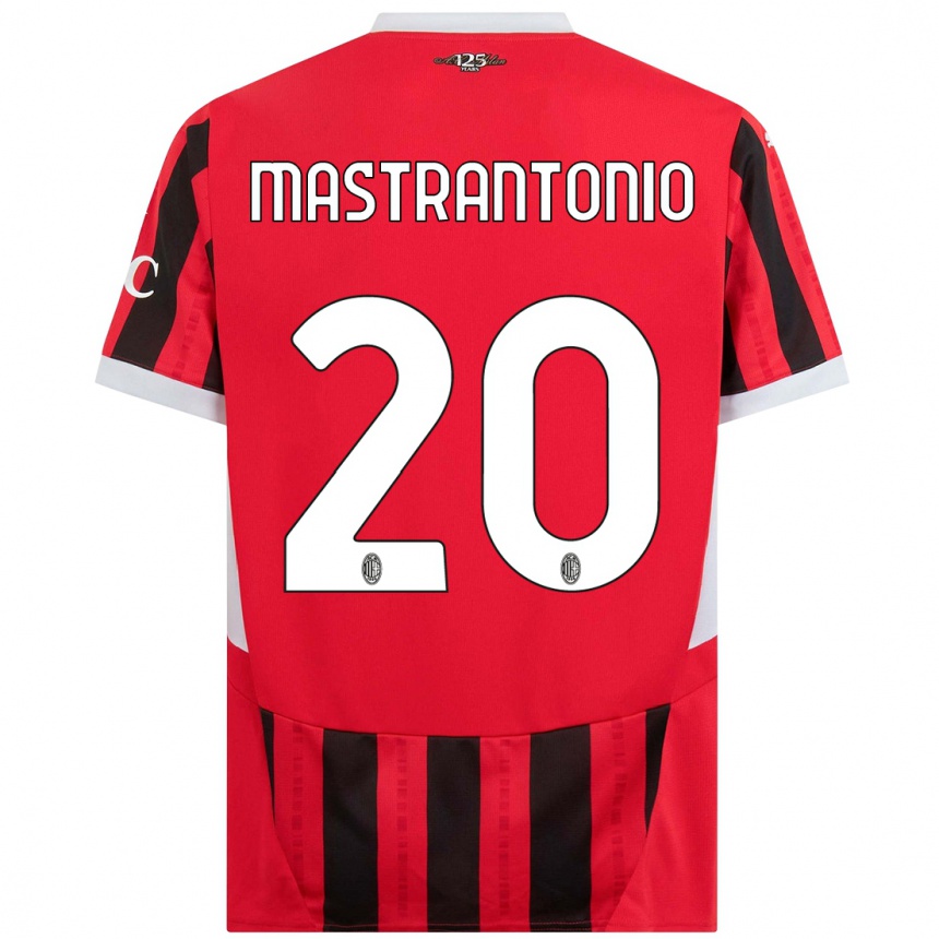 Kids Football Davide Mastrantonio #20 Red Black Home Jersey 2024/25 T-Shirt Canada