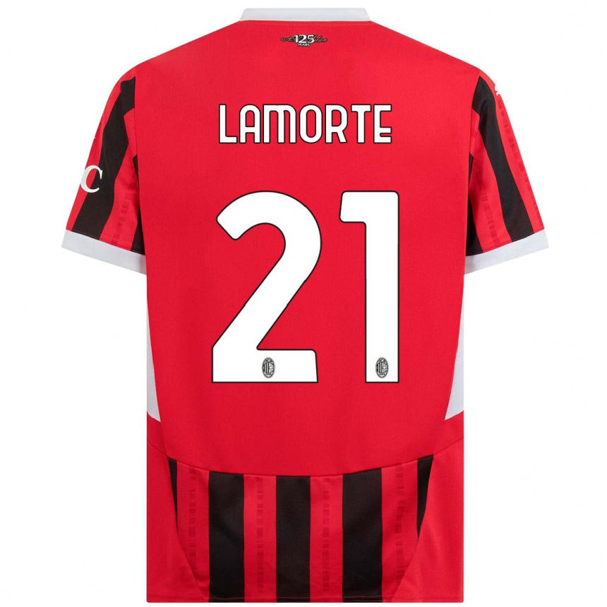 Kids Football Alessandro Lamorte #21 Red Black Home Jersey 2024/25 T-Shirt Canada