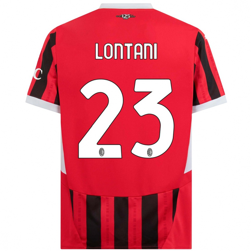 Kids Football Simone Lontani #23 Red Black Home Jersey 2024/25 T-Shirt Canada