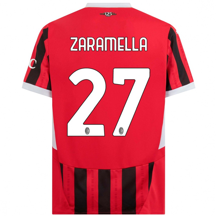 Kids Football Mattia Zaramella #27 Red Black Home Jersey 2024/25 T-Shirt Canada