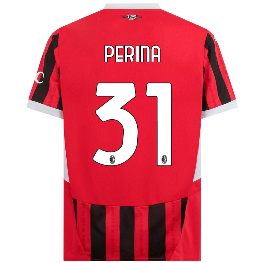 Kids Football Gioele Perina #31 Red Black Home Jersey 2024/25 T-Shirt Canada