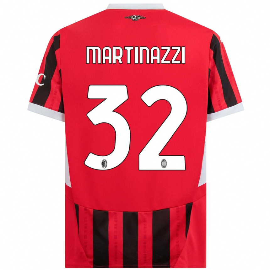 Kids Football Luca Martinazzi #32 Red Black Home Jersey 2024/25 T-Shirt Canada