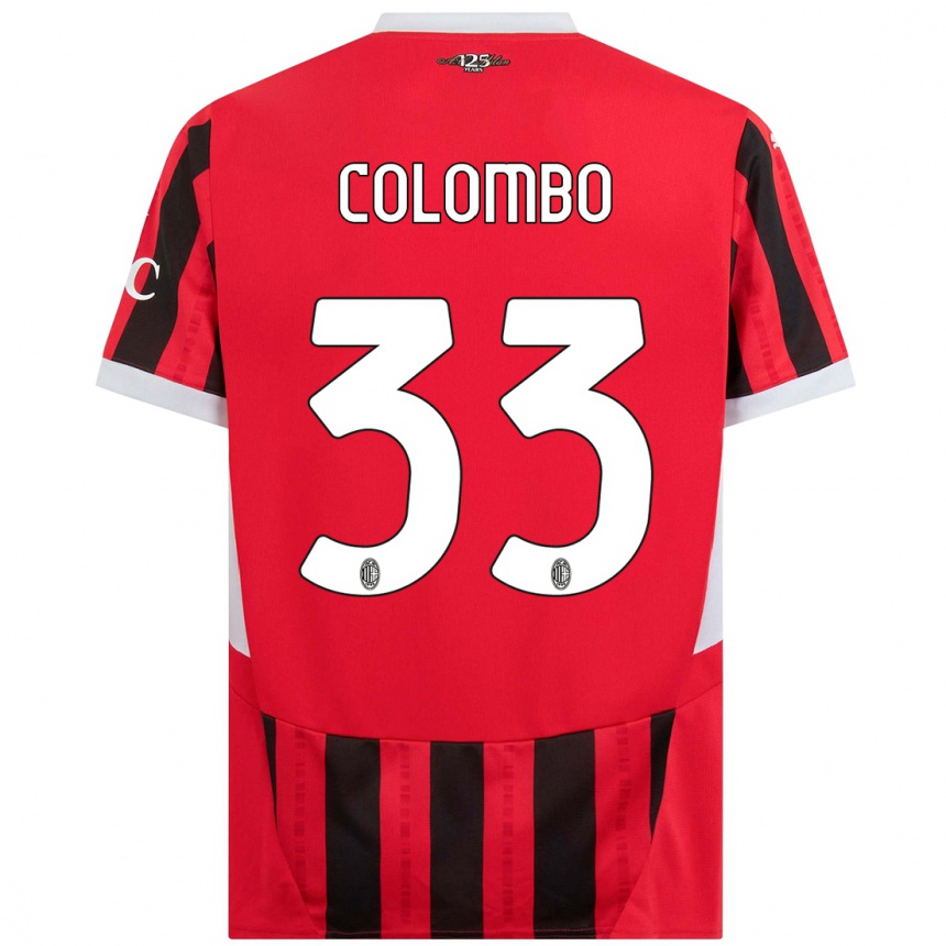 Kids Football Federico Colombo #33 Red Black Home Jersey 2024/25 T-Shirt Canada