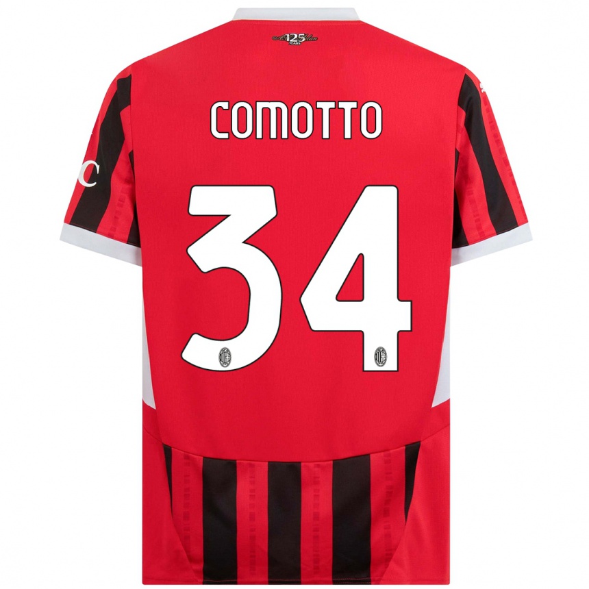 Kids Football Christian Comotto #34 Red Black Home Jersey 2024/25 T-Shirt Canada