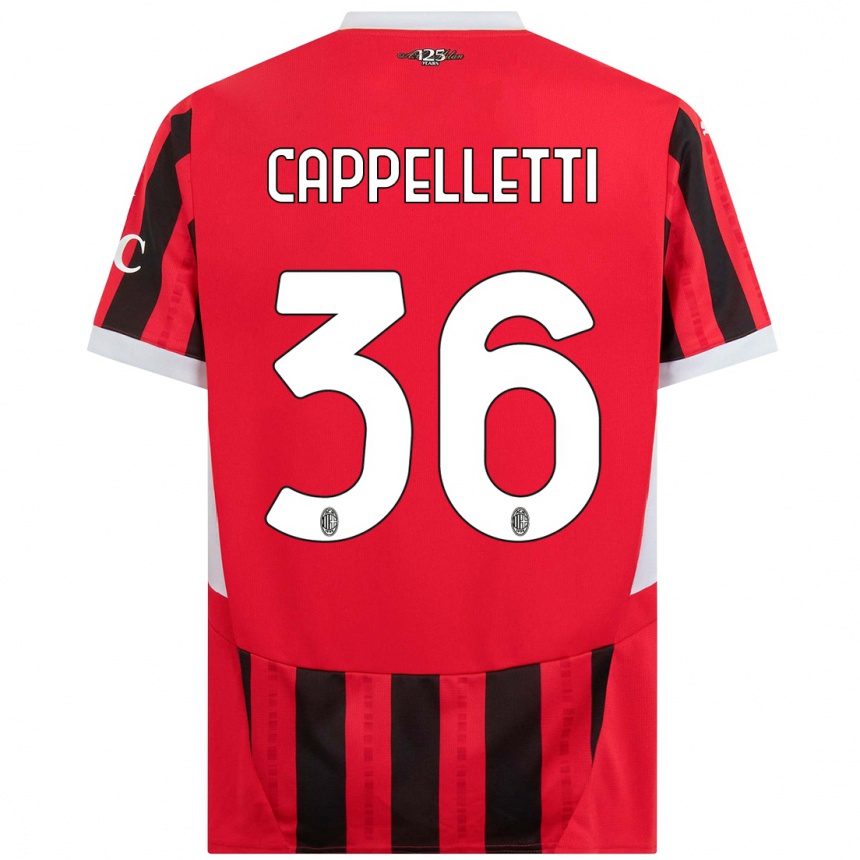 Kids Football Mattia Cappelletti #36 Red Black Home Jersey 2024/25 T-Shirt Canada