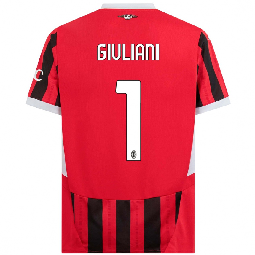 Kids Football Laura Giuliani #1 Red Black Home Jersey 2024/25 T-Shirt Canada