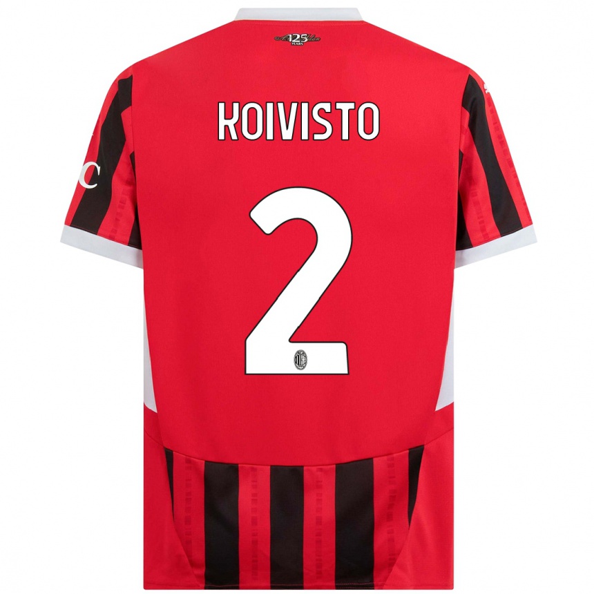 Kids Football Emma Koivisto #2 Red Black Home Jersey 2024/25 T-Shirt Canada