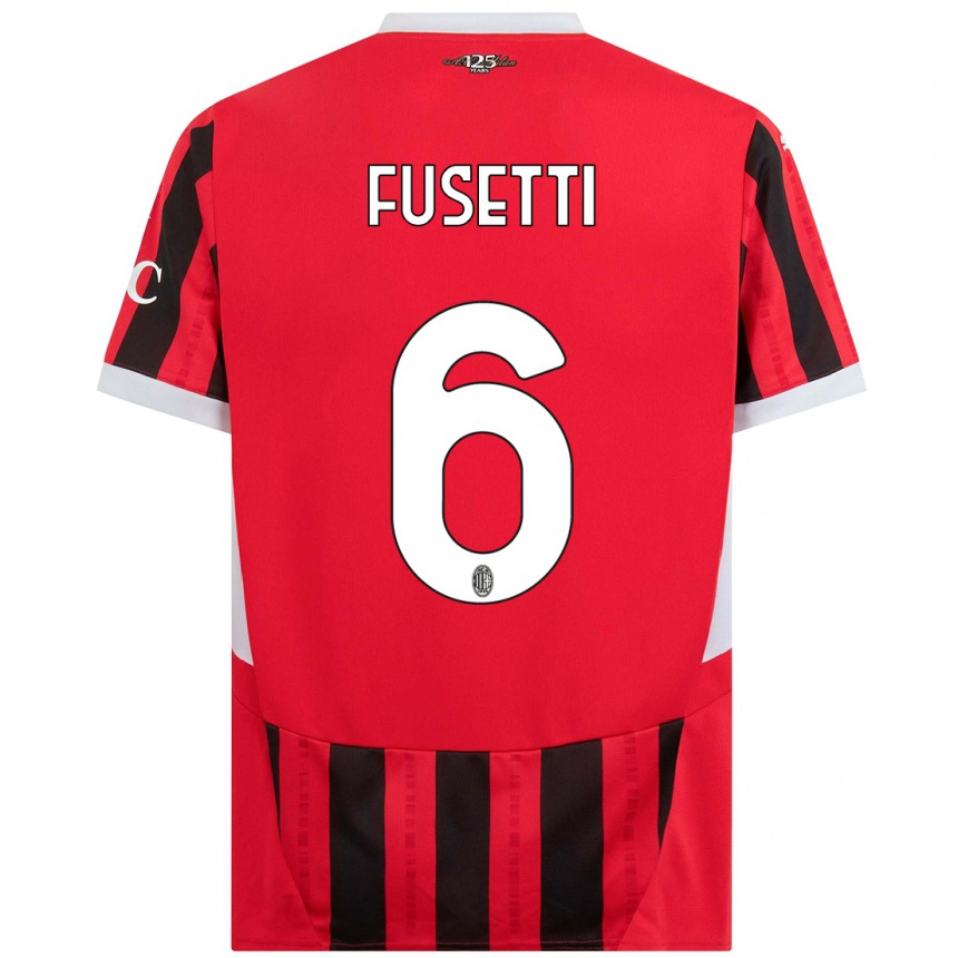 Kids Football Laura Fusetti #6 Red Black Home Jersey 2024/25 T-Shirt Canada