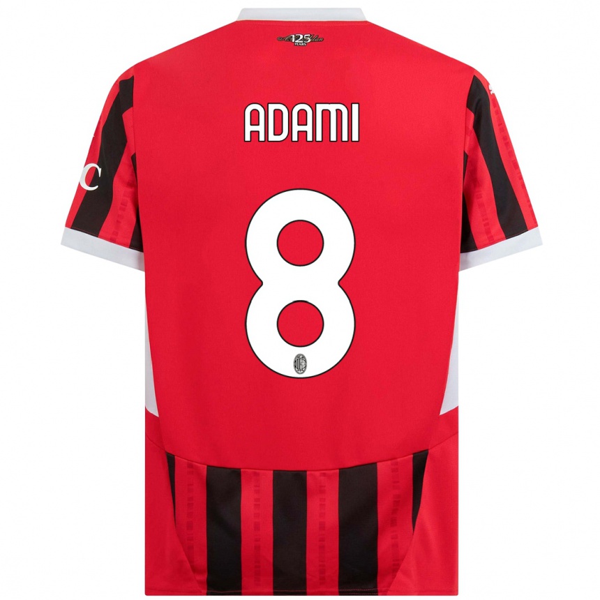 Kids Football Greta Adami #8 Red Black Home Jersey 2024/25 T-Shirt Canada