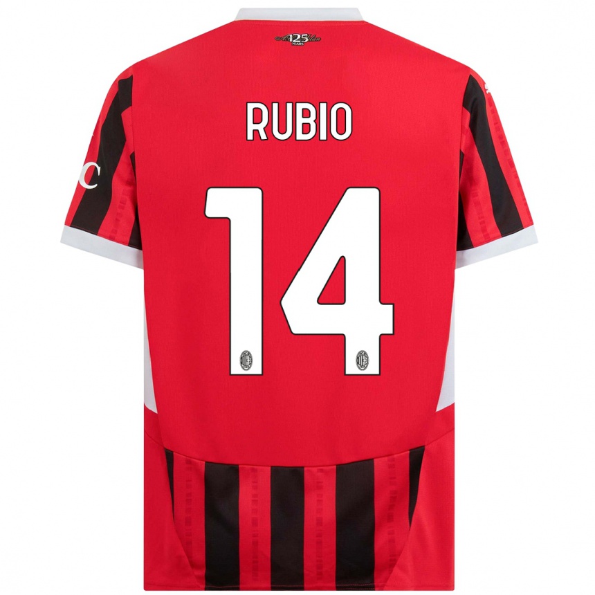 Kids Football Silvia Rubio #14 Red Black Home Jersey 2024/25 T-Shirt Canada