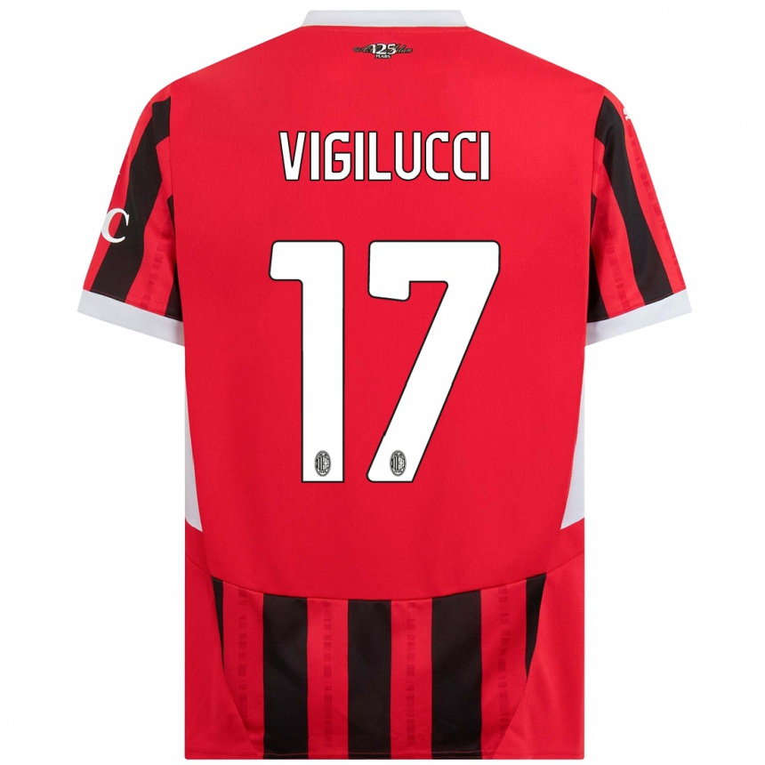 Kids Football Valery Vigilucci #17 Red Black Home Jersey 2024/25 T-Shirt Canada