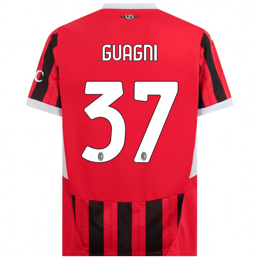 Kids Football Alia Guagni #37 Red Black Home Jersey 2024/25 T-Shirt Canada