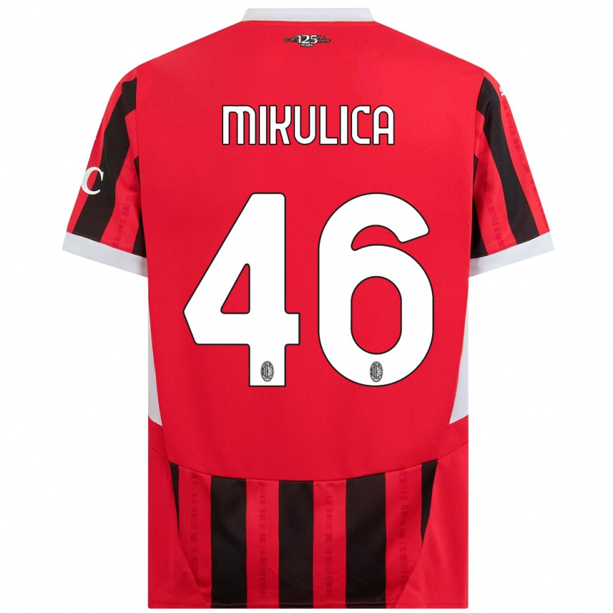 Kids Football Petra Mikulica #46 Red Black Home Jersey 2024/25 T-Shirt Canada