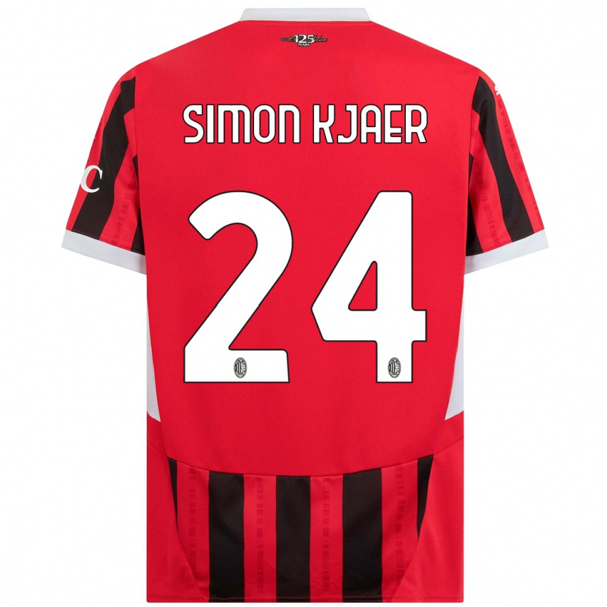 Kids Football Simon Kjaer #24 Red Black Home Jersey 2024/25 T-Shirt Canada