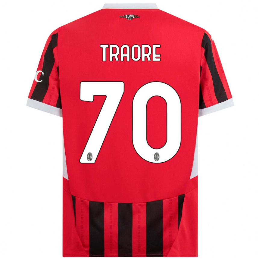 Kids Football Chaka Traore #70 Red Black Home Jersey 2024/25 T-Shirt Canada