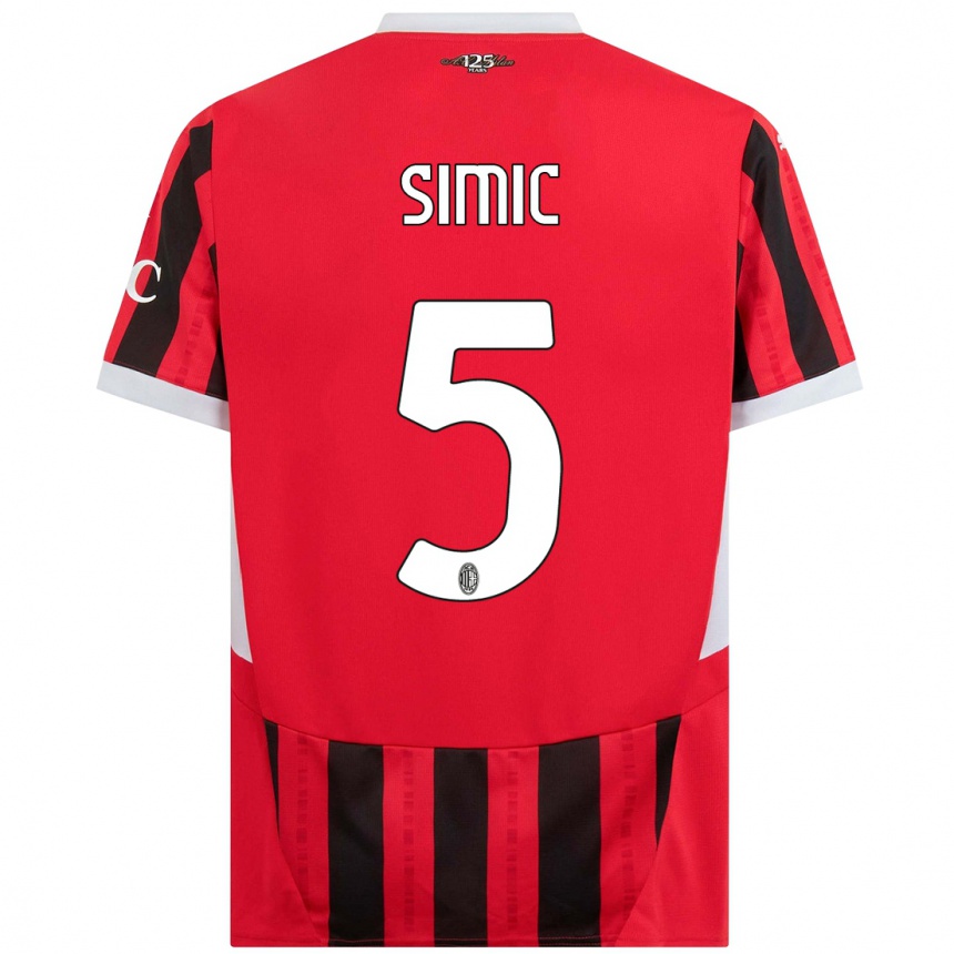 Kids Football Jan-Carlo Simic #5 Red Black Home Jersey 2024/25 T-Shirt Canada