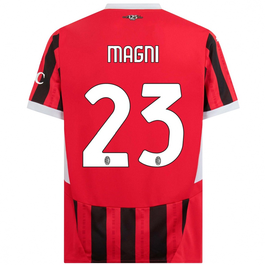 Kids Football Vittorio Magni #23 Red Black Home Jersey 2024/25 T-Shirt Canada