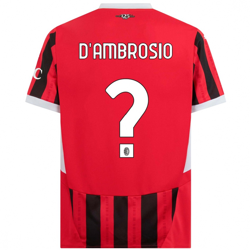 Kids Football Antonio D'ambrosio #0 Red Black Home Jersey 2024/25 T-Shirt Canada