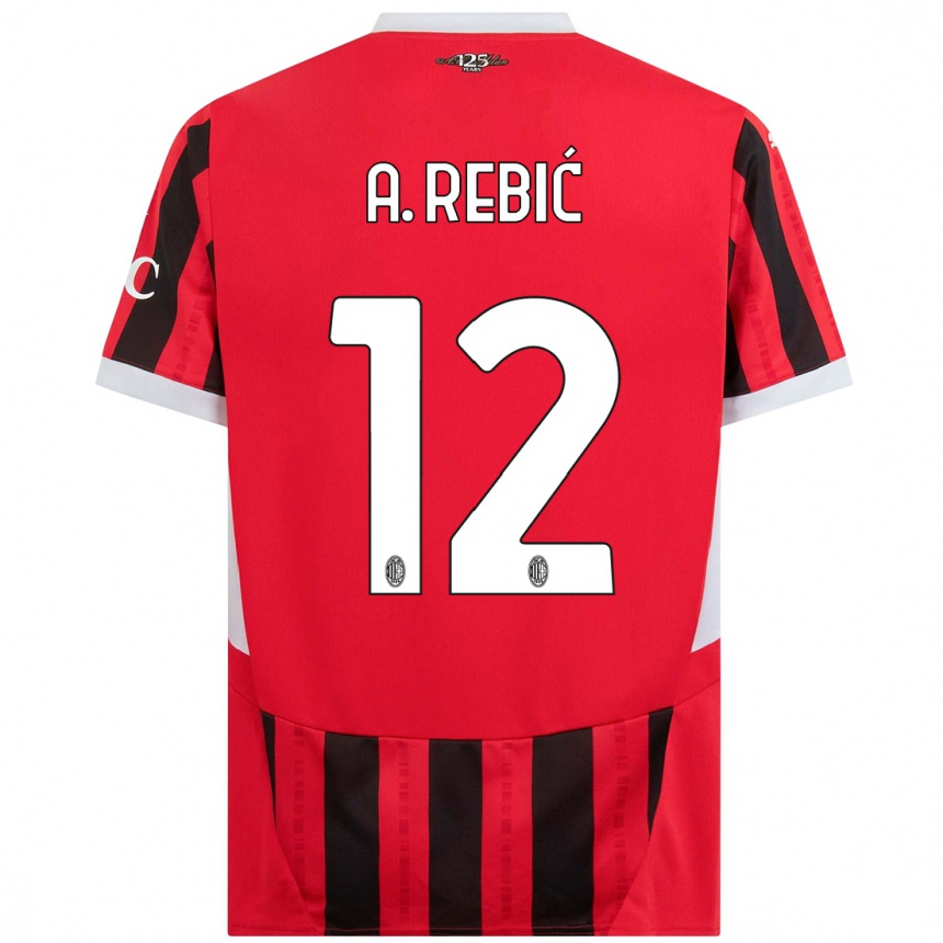 Enfant Football Maillot Ante Rebic #12 Rouge Noir Tenues Domicile 2024/25 Canada