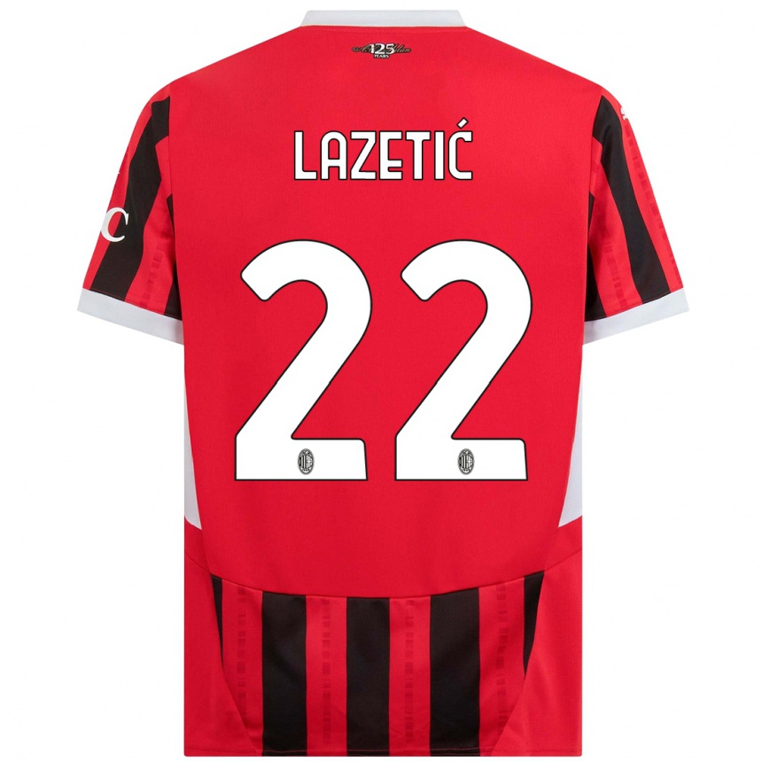 Kids Football Marko Lazetic #22 Red Black Home Jersey 2024/25 T-Shirt Canada