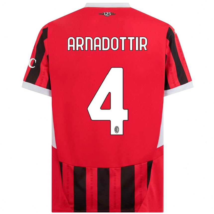 Kids Football Guony Arnadottir #4 Red Black Home Jersey 2024/25 T-Shirt Canada