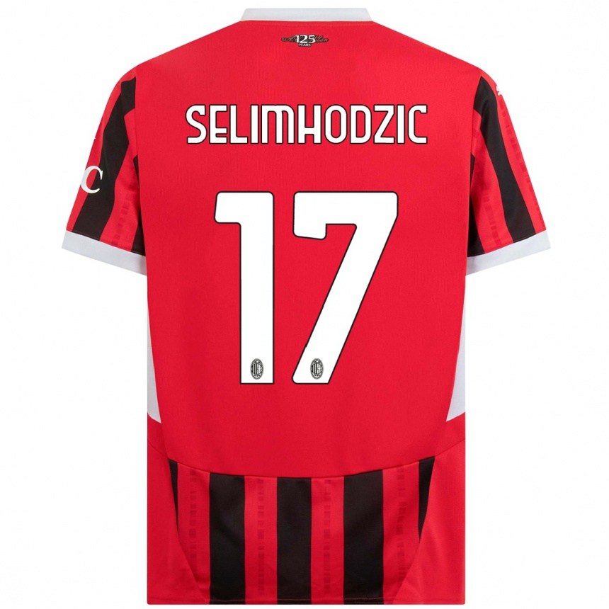 Kids Football Noa Selimhodzic #17 Red Black Home Jersey 2024/25 T-Shirt Canada