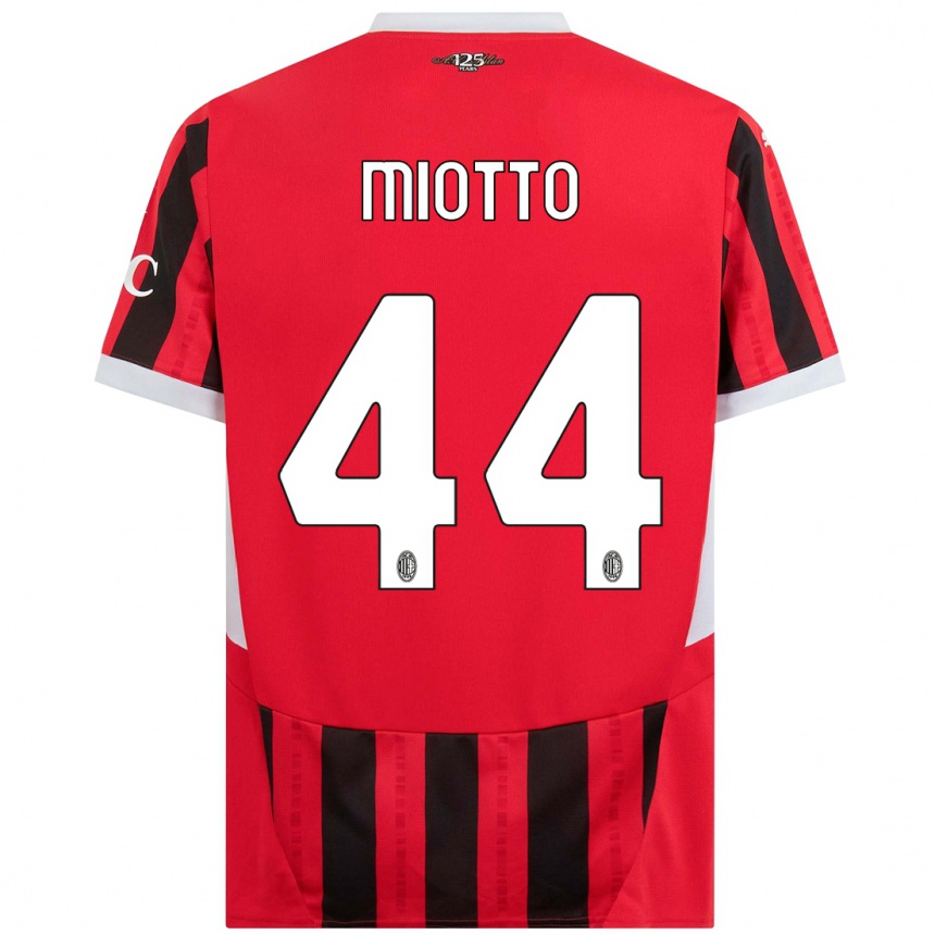 Kids Football Giorgia Miotto #44 Red Black Home Jersey 2024/25 T-Shirt Canada