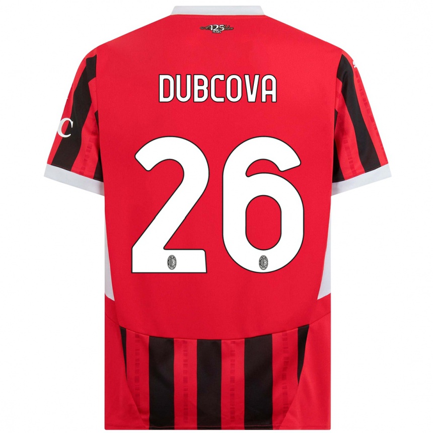 Kids Football Michaela Dubcova #26 Red Black Home Jersey 2024/25 T-Shirt Canada