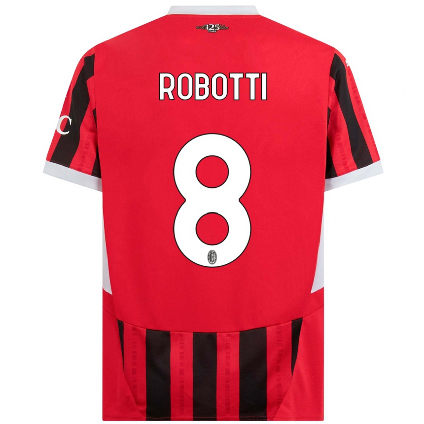 Kids Football Giovanni Robotti #8 Red Black Home Jersey 2024/25 T-Shirt Canada