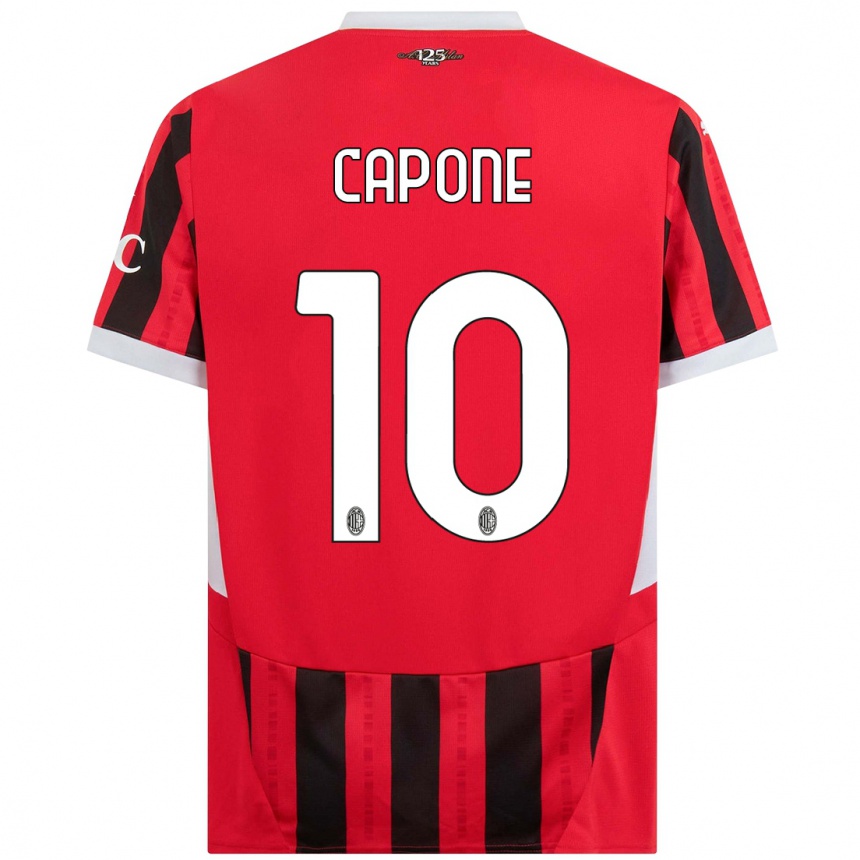 Kids Football Andrea Capone #10 Red Black Home Jersey 2024/25 T-Shirt Canada