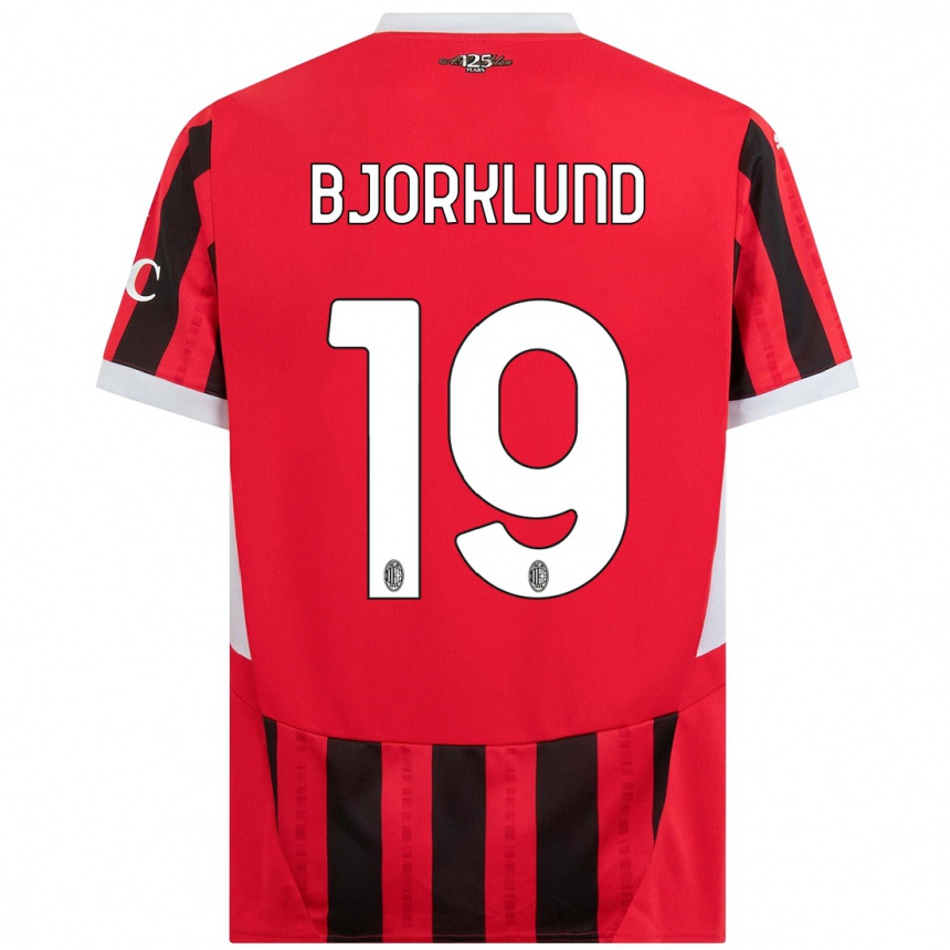 Kids Football Lukas Bjorklund #19 Red Black Home Jersey 2024/25 T-Shirt Canada