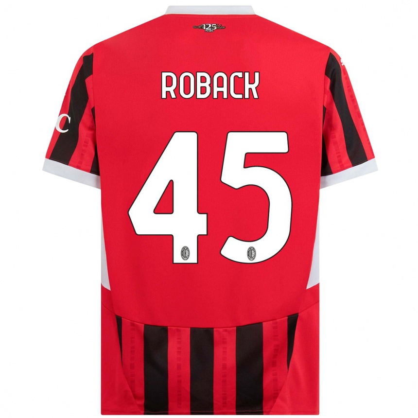 Kids Football Emil Roback #45 Red Black Home Jersey 2024/25 T-Shirt Canada