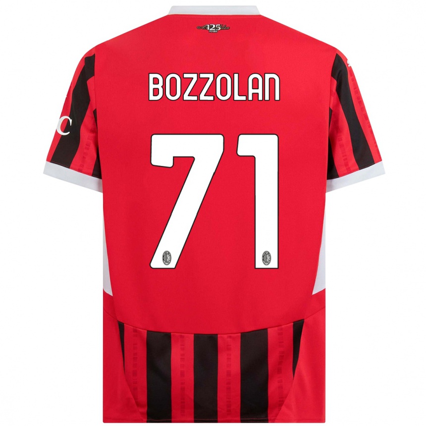 Kids Football Andrea Bozzolan #71 Red Black Home Jersey 2024/25 T-Shirt Canada