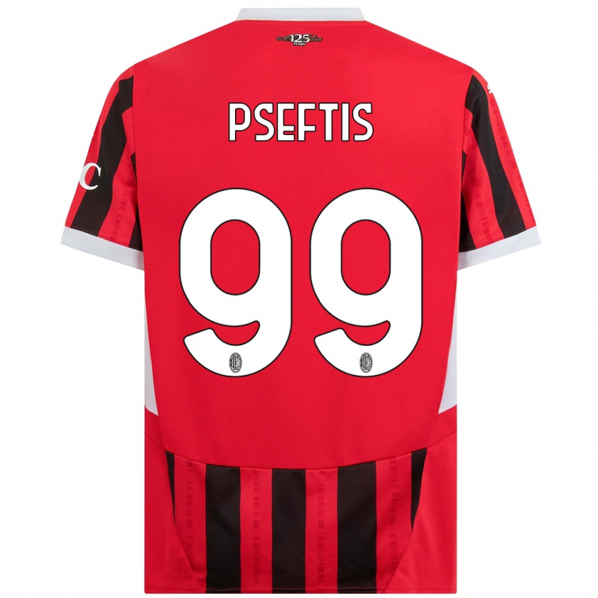 Kids Football Fotios Pseftis #99 Red Black Home Jersey 2024/25 T-Shirt Canada