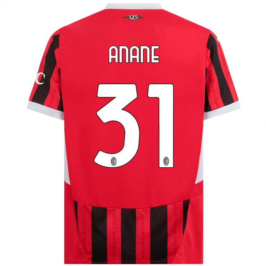 Kids Football Emmanuel Anane #31 Red Black Home Jersey 2024/25 T-Shirt Canada