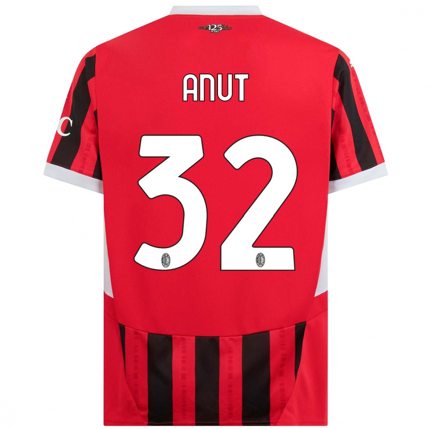 Kids Football Niccolo Anut #32 Red Black Home Jersey 2024/25 T-Shirt Canada