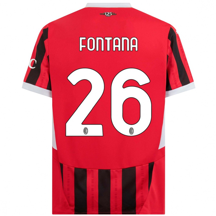 Kids Football Francesco Fontana #26 Red Black Home Jersey 2024/25 T-Shirt Canada