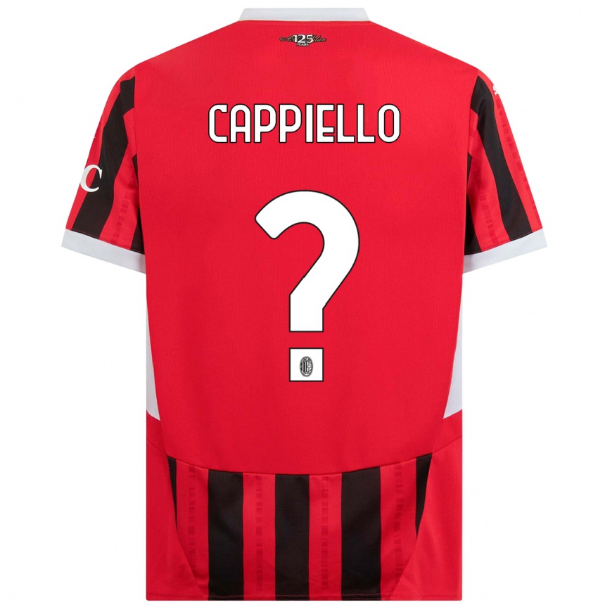 Kids Football Flavio Cappiello #0 Red Black Home Jersey 2024/25 T-Shirt Canada