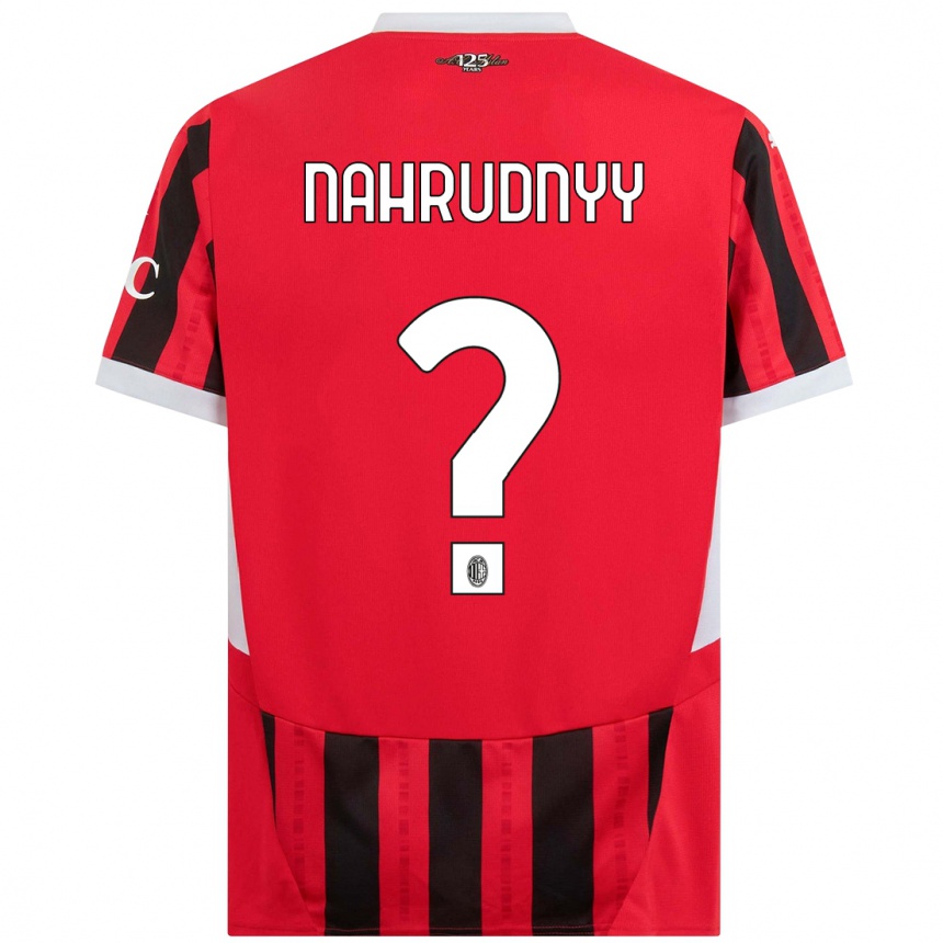 Kids Football Vladislav Nahrudnyy #0 Red Black Home Jersey 2024/25 T-Shirt Canada