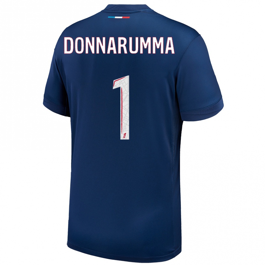 Enfant Football Maillot Gianluigi Donnarumma #1 Bleu Marine Blanc Tenues Domicile 2024/25 Canada