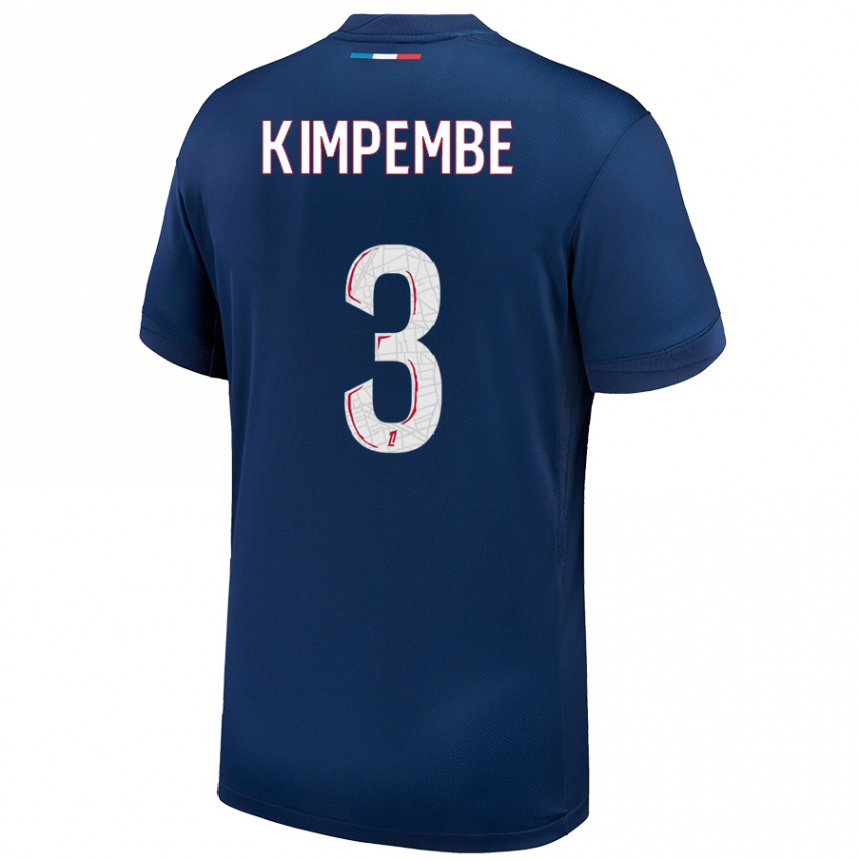 Enfant Football Maillot Presnel Kimpembe #3 Bleu Marine Blanc Tenues Domicile 2024/25 Canada