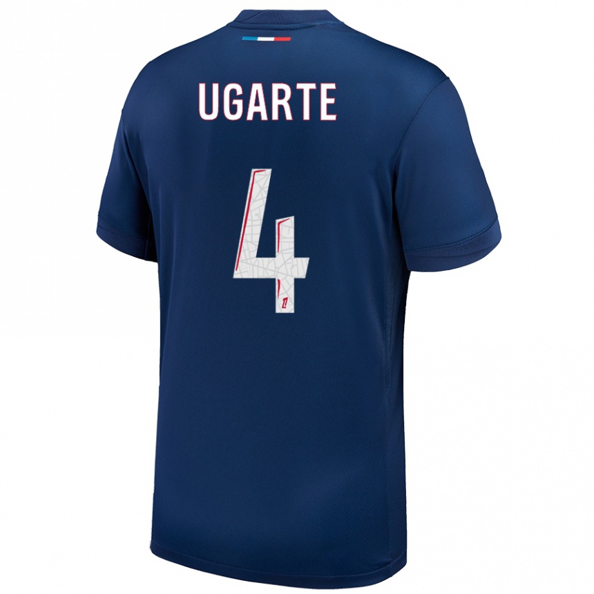 Kids Football Manuel Ugarte #4 Navy Blue White Home Jersey 2024/25 T-Shirt Canada