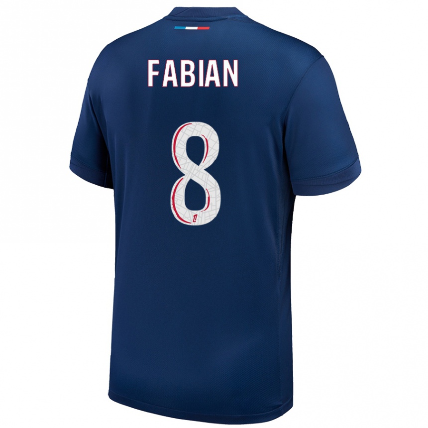 Kids Football Fabian Ruiz #8 Navy Blue White Home Jersey 2024/25 T-Shirt Canada