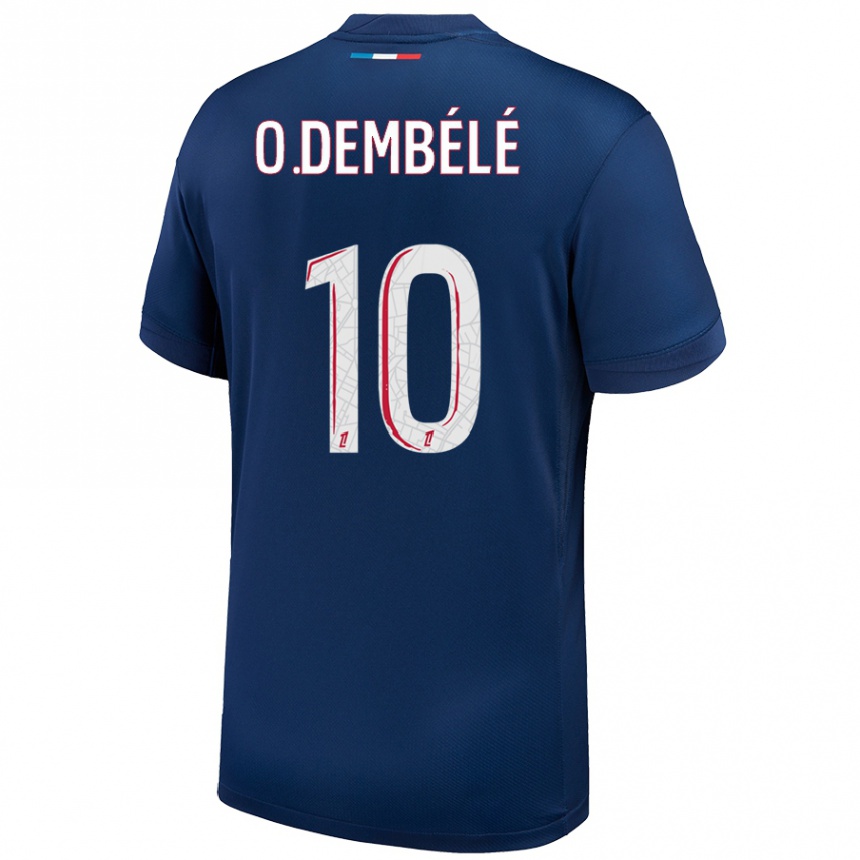 Kids Football Ousmane Dembele #10 Navy Blue White Home Jersey 2024/25 T-Shirt Canada